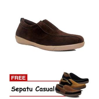 Gambar D Island Shoes Casual Comfort Loafers Suede Dark Brown + GratisSepatu