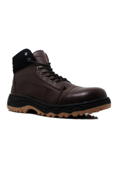 Gambar D Island Shoes Safety Boots Iron Leather   Dark Brown