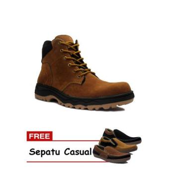 Gambar D Island Shoes Safety Boots Mens Canada Suede Soft Brown + GratisSepatu Casual