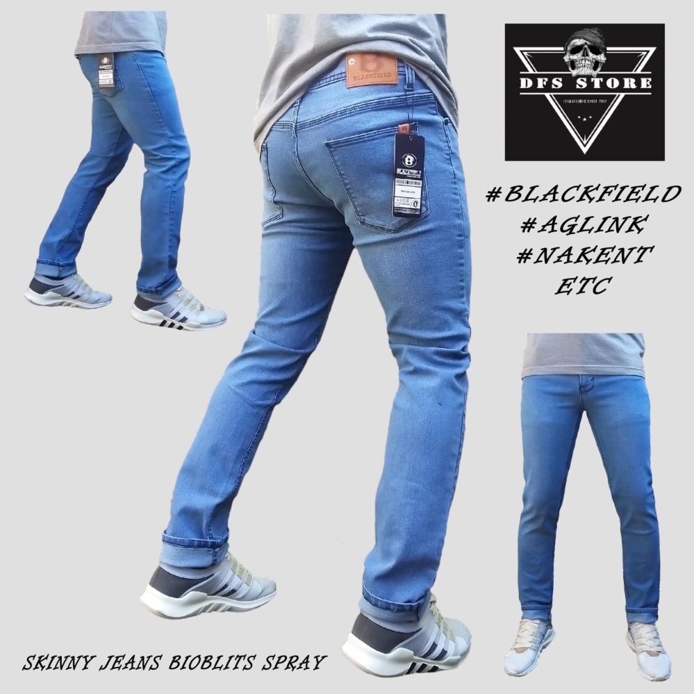 DFS Celana jeans denim skinny / slimfit / pensil pria - BIOBLITS SPRAY