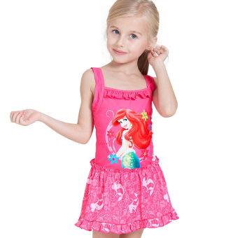 Gambar Disney anak anak potong baju renang baju renang (10027B Disney Renyugongzhu mawar merah)