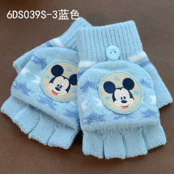 Gambar Disney Anak laki laki dan perempuan yang hangat clamshell sihir sarung tangan sarung tangan anak sarung tangan sarung tangan (039S 3 MICKEY BIRU)