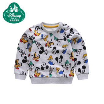 Gambar Disney anak laki laki merajut sweater pullover kemeja (Bunga dangkal abu abu bawah Mickey keluarga dicetak)