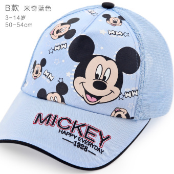 Gambar Disney Gaya Korea dari musim semi dan musim panas bagian tipis topi anak topi (50 cm cocok untuk lingkar kepala 48 50 cm (penonton topi 2 atas minus 6 yuan) + Bagian B 60182 biru muda)