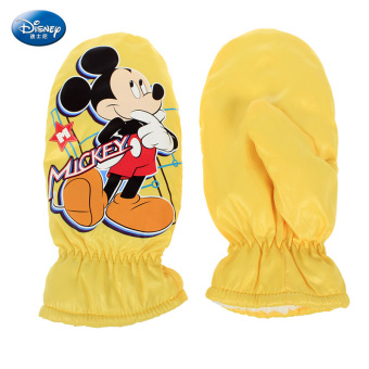 Gambar Disney Mickey tahan air anak laki laki dan perempuan yang hangat sarung tangan anak sarung tangan (SM70001 kuning)