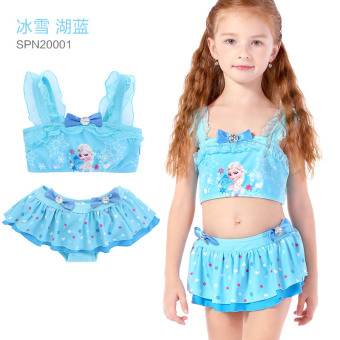 Gambar Disney Putri Baobao jenis rok anak anak baju renang baju renang (Baju renang 20001 salju Sky Blue)