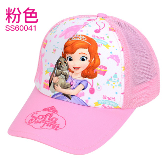 Gambar Disney Putri gadis topi baseball matahari naungan (Cocok untuk 50CM lingkar kepala + Sophia jala merah muda SS60041)