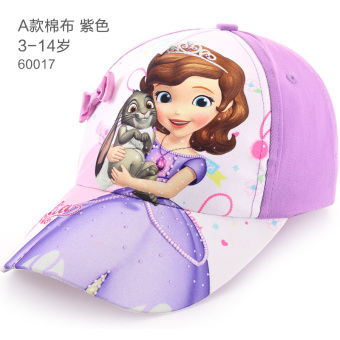 Gambar Disney Putri jala visor matahari gadis topi topi (52 cm cocok untuk 3 5 40 tahun + Sebuah model katun 60017 ungu)