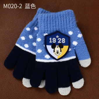 Gambar Disney putri rajutan wol anak laki laki dan perempuan anak anak sarung tangan sarung tangan (M020 2 MICKEY BIRU)