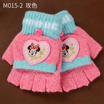 Gambar Disney Putri sarung tangan wol untuk anak laki laki dan perempuan anak anak (M015 2 Minnie Rose warna)