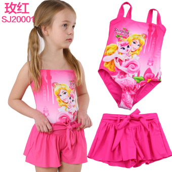 Gambar Disney Siam Tabir Surya Pada Anak anak Perempuan Berenang Baju Renang Baju Renang (SJ20001 Rose) (SJ20001 Rose)