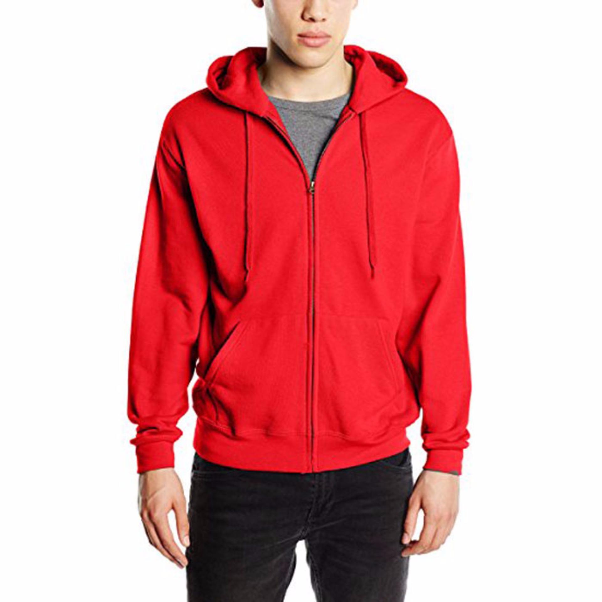 Djavu Jaket Hoodie Zipper Polos Unisex [Maroon]