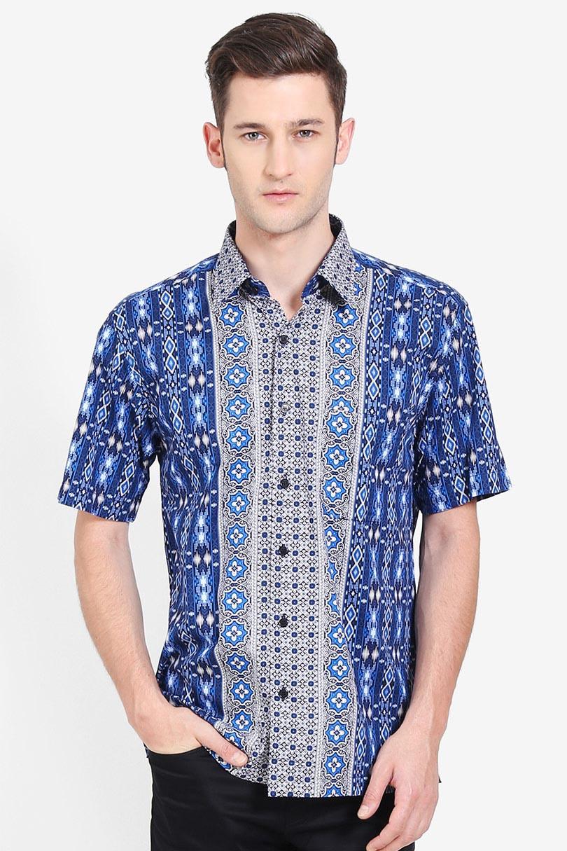 Djoeragan Batik  Men Muslim Wear Shirts Batik Shirts  Pria Wear Shirts Muslim Shirts Batik Blue Biru Batik Diskon discount murah bazaar baju celana fashion brand branded