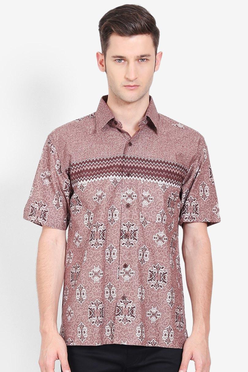 Djoeragan Batik  Men Muslim Wear Shirts Batik Shirts  Pria Wear Shirts Muslim Shirts Batik Brown Coklat Batik Diskon discount murah bazaar baju celana fashion brand branded