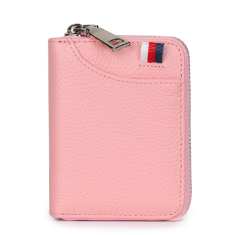 Dompet Kartu Kulit Asli Muat Banyak Kartu Sangat Tipis (Model fashion pasang [merah muda