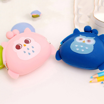 Dompet Koin Silikon Mini Cetak Burung Hantu Ganti Tas Dompet Gantungan Kunci Pouch .