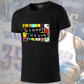 Gambar Durant yard besar longgar olahraga jas pelatihan basket t shirt (Hitam 2)