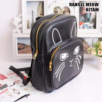 EL PIAZA Mini Ransel Kulit Meow Black Ransel Mini Ransel Lucu TasRansel Sling .