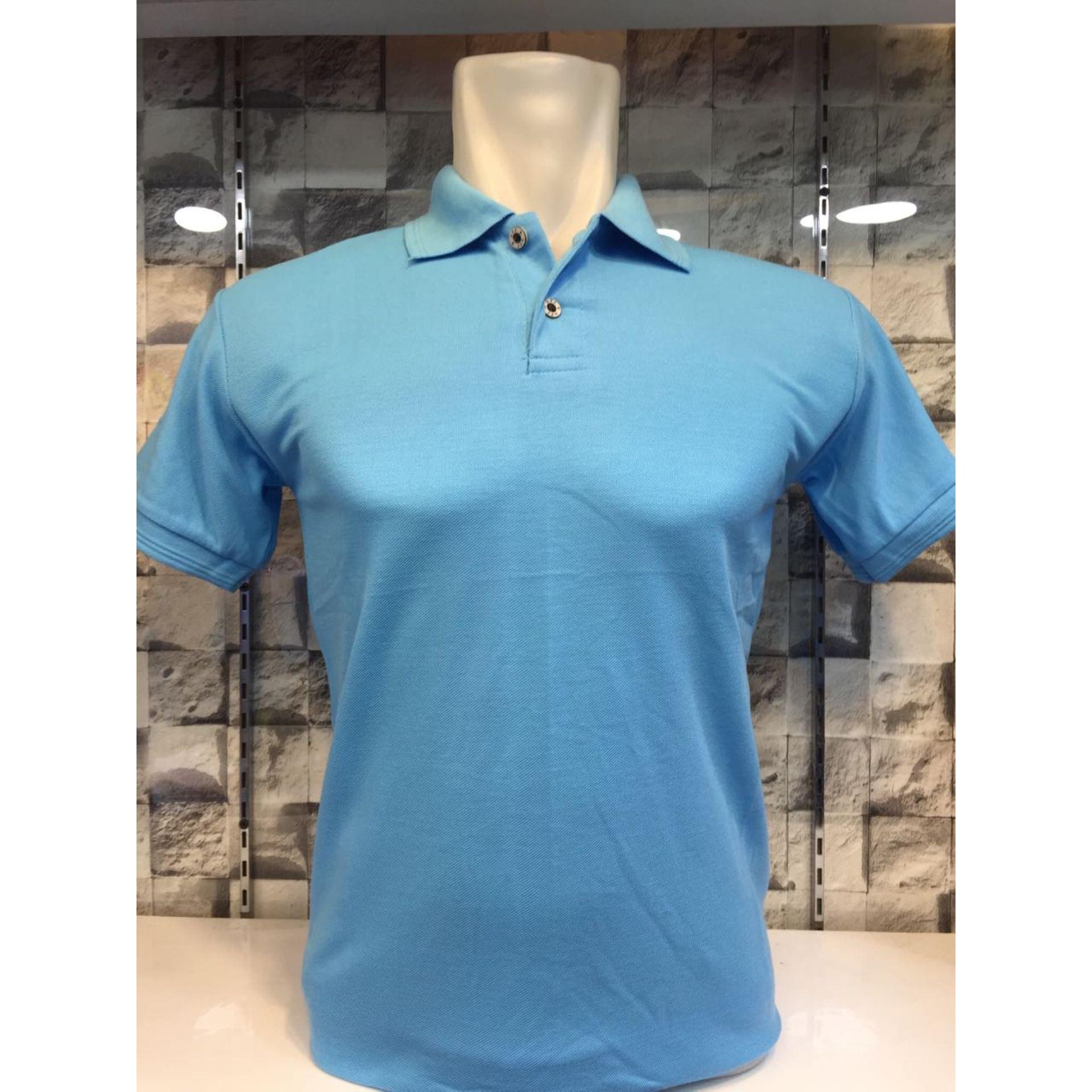 Ema Shope - Kaos Polo Shirt Polos M L XL Lengan Pendek Baju Kaos Kerah Pakaian Berkerah Atasan Pria Wanita Cowok Cewek Lacos Pique Fashion Simple Keren Simple Formal Casual Elegan Korean Bagus Murah  - Biru Muda