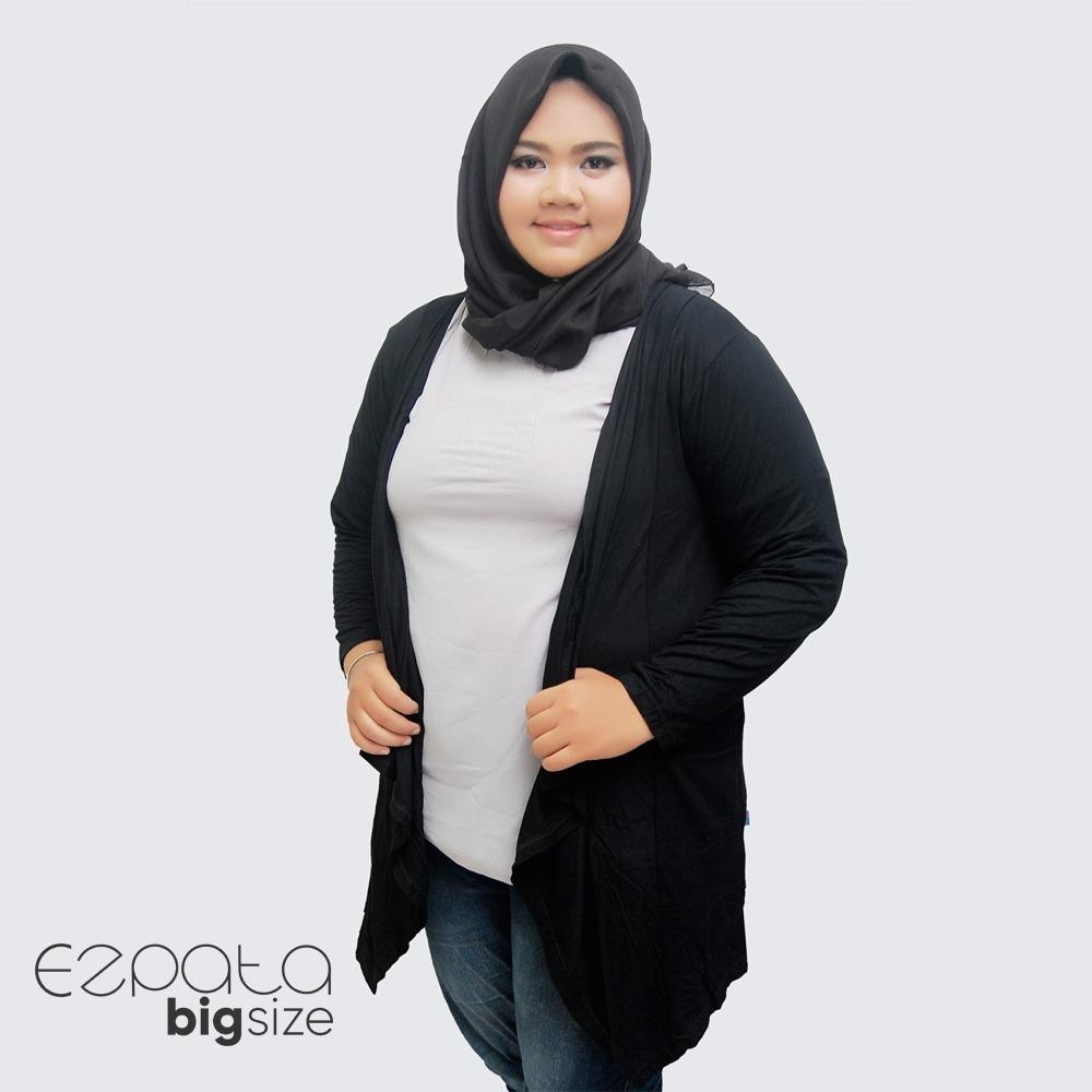 Ezpata Cardigan Wanita Big Size Jumbo Bahan Spandek Rayon Adem - Hitam