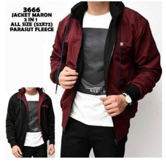 Gambar fashion Jaket Parasut DC Bolak Balik Maroon Black keren