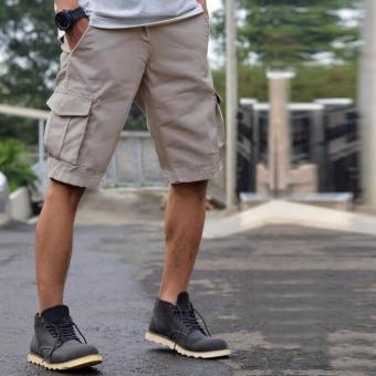 Gambar FASHION PRIA CELANA CARGO PENDEK FIT SKINNY WARNA  CREAM