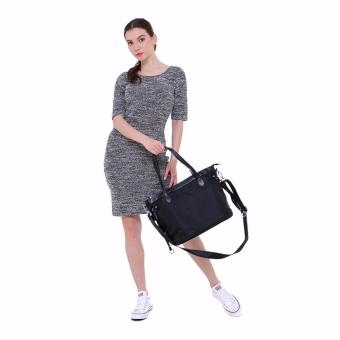 Fashionity Women Nylon Waterproof Tote Bag DM 2062 Black - Tas Wanita Desember 2018 - 3 Fashionity Women Nylon Waterproof Tote Bag DM 2062 Black - Tas Wanita - 3