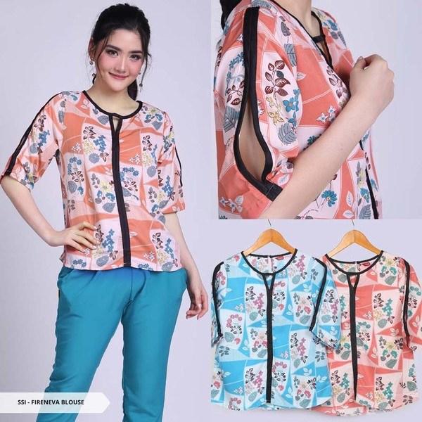 Fireneva Flowery Slit Blouse - Salem