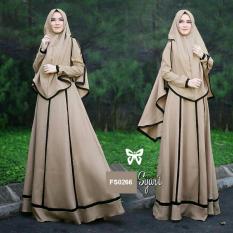Flavia Store Gamis Syari Set 2 in 1 FS0266 - MOCCA / Hijab Syar'i / Baju Muslim Wanita / Gaun Muslimah / Maxi Dress Lengan Panjang / Srjanetta