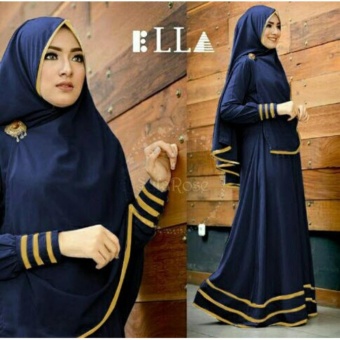 Gambar Flavia Store Gamis Syari Set 2 in 1 FS0272   NAVY   Baju Muslim Wanita Syar i   Gaun Muslimah   Maxi Dress Lengan Panjang   Hijab   Nisyfarose