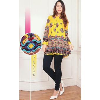 Gambar Flavia Store Kemeja Tunik Wanita Lengan Panjang Batik FS0095   KUNING   Baju Kerja Formal   Tztuniklinda
