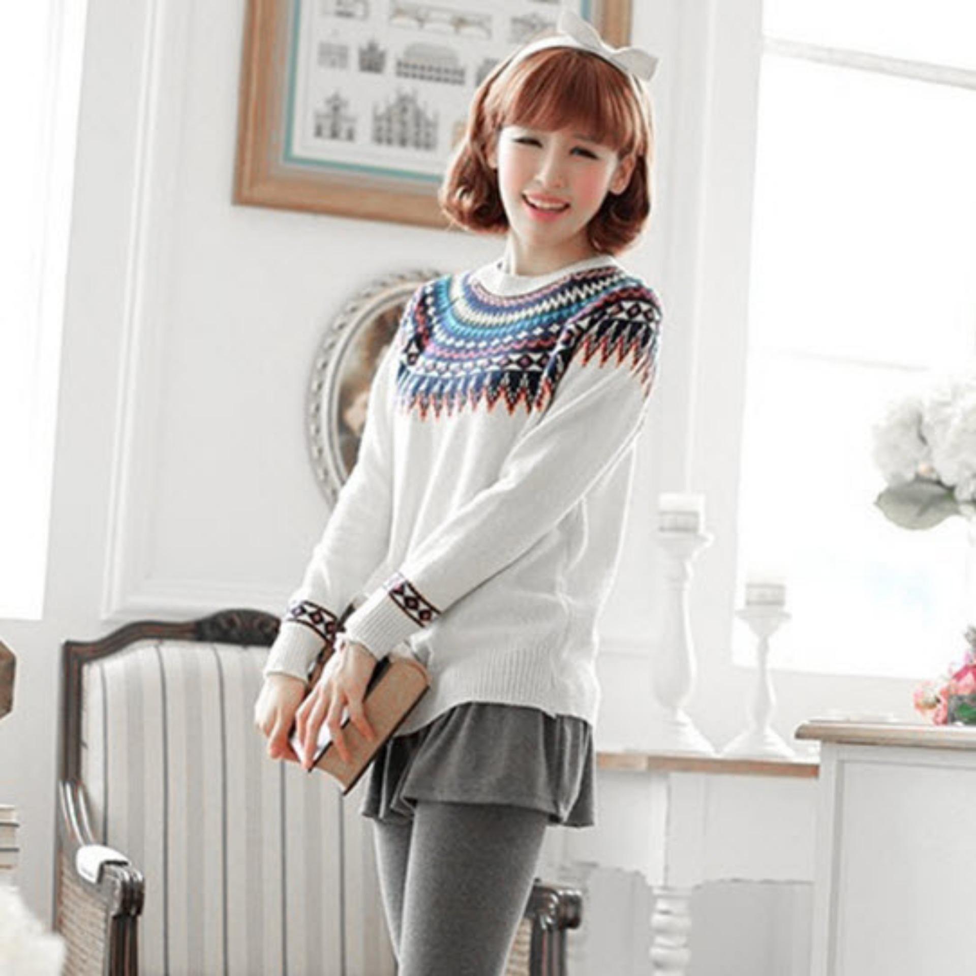 Flavia Store Cardigan Panjang Wanita Rajut Salur FS0548 - MULTICOLOR / Kardigan / Sweater / Jaket / Baju Hangat / Rnangela