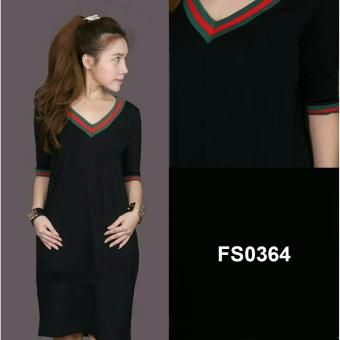Gambar Flavia Store T Shirt Dress Lengan Pendek FS0364   HITAM   Gaun Kaos Wanita   Baju Terusan   Rngucciv