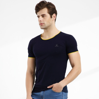 Gambar Foote Johnson Korea taman kerah Slim Pria Pria lengan pendek t shirt (Safir biru)