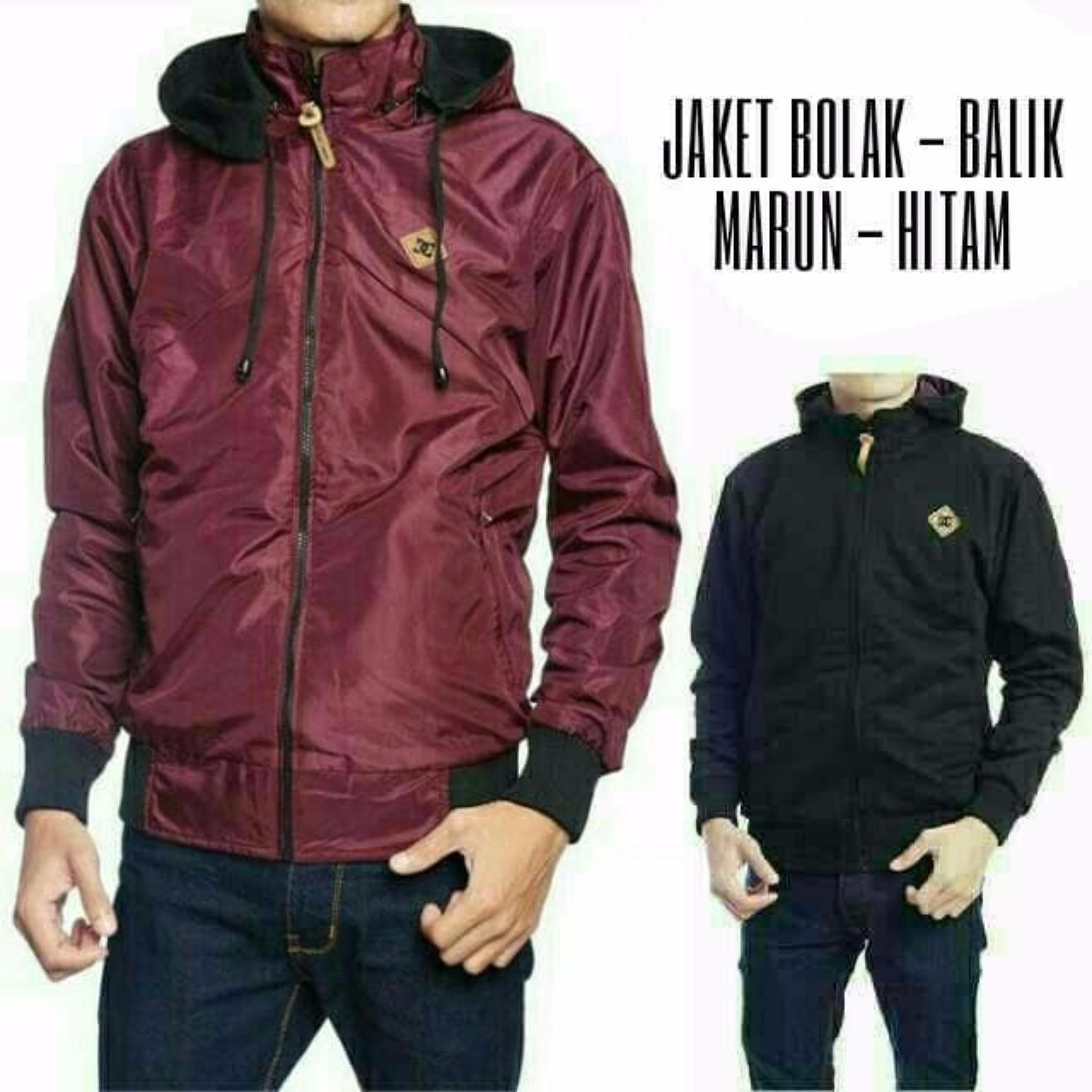 Forwad Jaket Parasut Bolak-Balik Navy Pria-Dark Grey