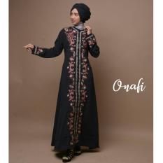 gamis abaya arab hitam bordir flower khalisha S(BATA)/M(BIRU)/L(HIJAU)