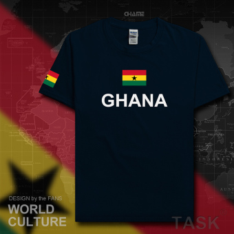 Gambar Ghana sepak bola laki laki lengan pendek t shirt katun (Lengan pendek biru tua)