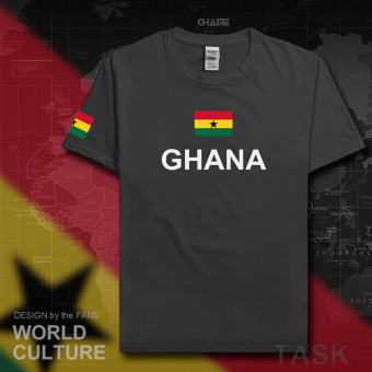 Gambar Ghana sepak bola laki laki lengan pendek t shirt katun (Lengan pendek warna karbon)