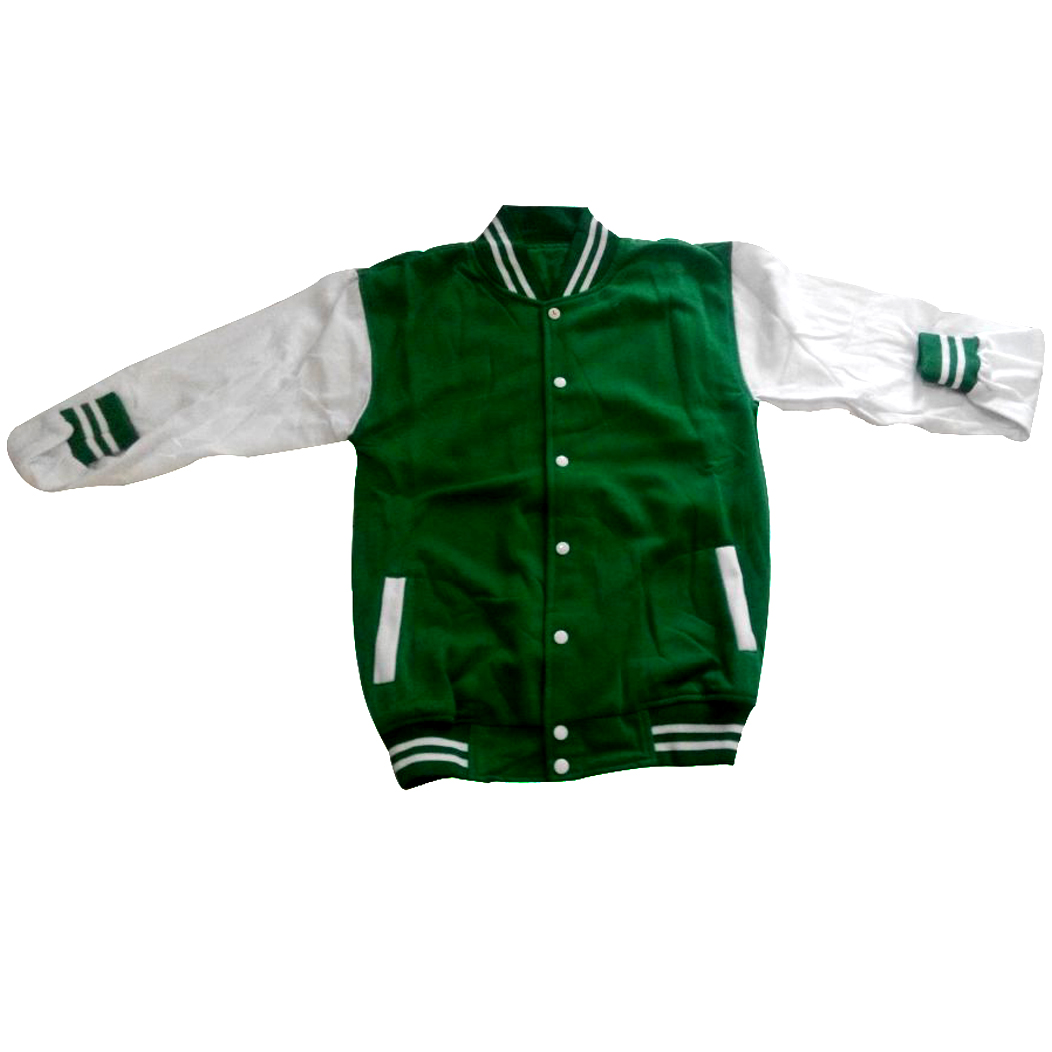 GIGATH Jaket Varsity / Baseball Pria Lengan Putih- Hijau Fuji