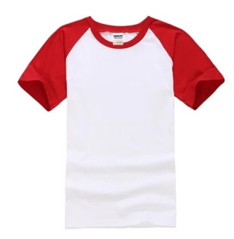 Gambar Gildan leher bulat lengan raglan mantra warna pecinta kemeja (Putih Merah)