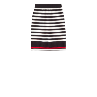 Gambar Giordano baru mantra warna pinggang elastis paket hip rok bergaris rok (01 hitam dan putih garis merah warna)