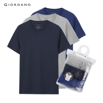 Gambar Giordano Men Essential basic tees (3 pack) 01245504 Gray navyblue blue   intl