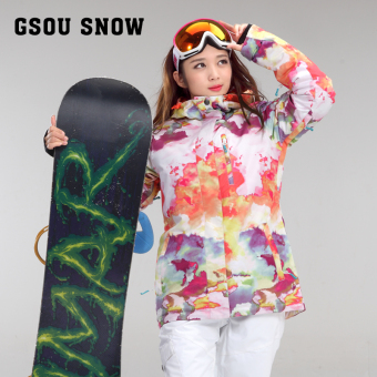 Gambar Gsou salju luar ruangan perempuan tahan air tahan angin ski jas pakaian snowboarding (Warna Gambar.)