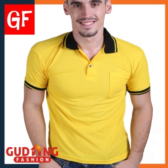 Review Gudang Fashion Baju Kaos  Polo  Panjang Pria Kuning  