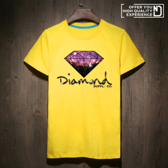 Gambar Harajuku bintang berlian pria lengan pendek t shirt (Kuning berlian CKG) (Kuning berlian CKG)