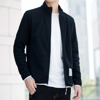 Harajuku Korea laki-laki siswa Musim Semi dan Gugur Slim cardigan sweater (JK1863 hitam