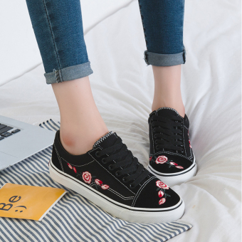 Jual Harajuku Korea mahasiswa sepatu kanvas sepatu (Hitam) Online Murah