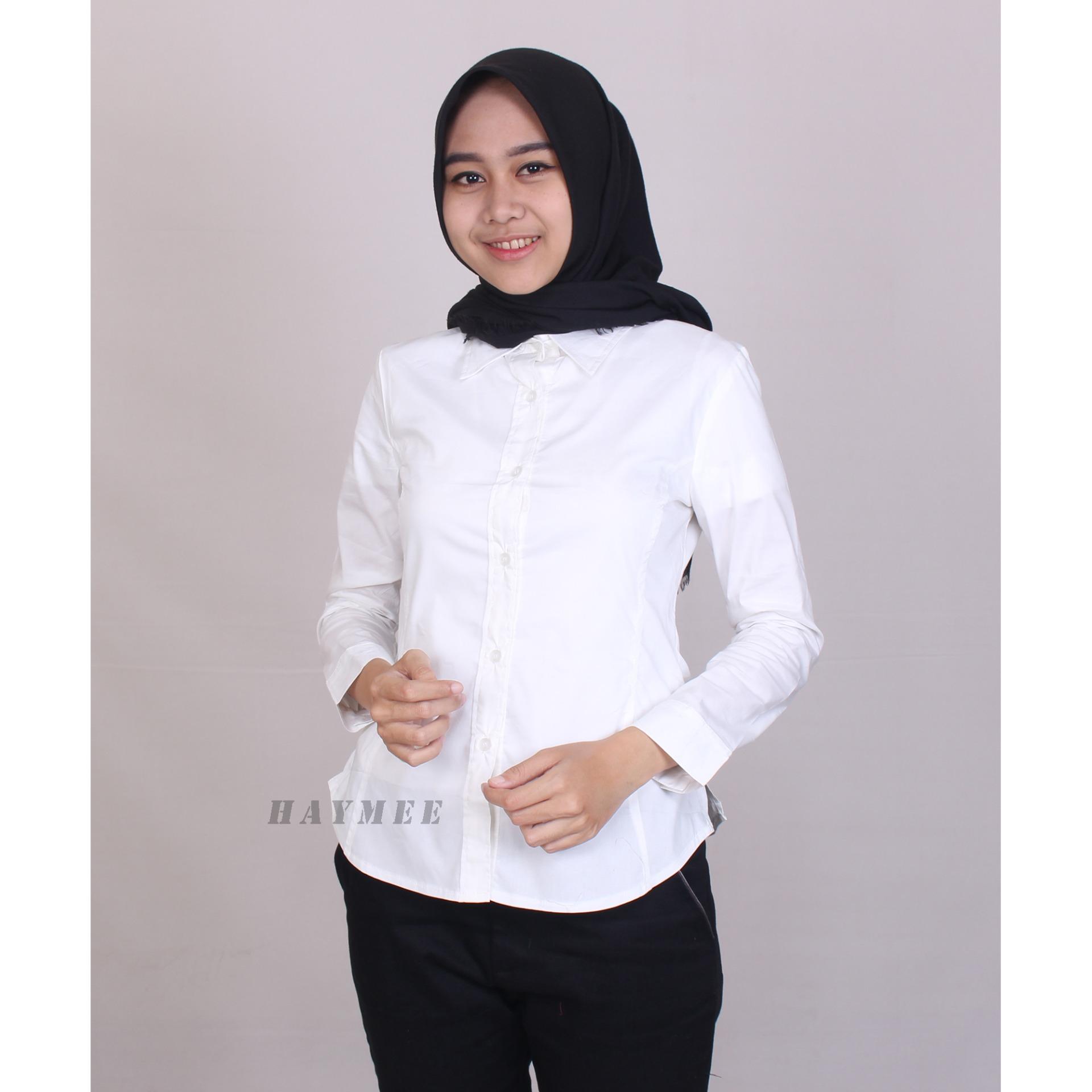 HaymeeStore Kemeja Putih Polos Wanita Baju Kantor Formal Cewek Atasan Kerja cewe Bahan Katun Strecth HaymeeStore Kemeja Putih Polos Wanita Baju Kantor Formal Cewek Atasan Kerja cewe Bahan Katun Strecth