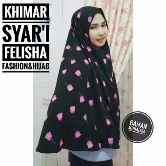 Gambar Hijab Jilbab kerudung KHIMAR SYAR I instant Felisha Bahan Monalisa Motif Bunga