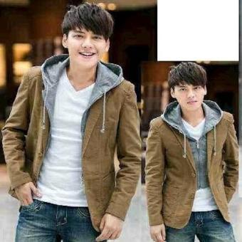 Gambar Hot Promo !! Jaket Blazer Cowok Hoodie Zip Casual Brown